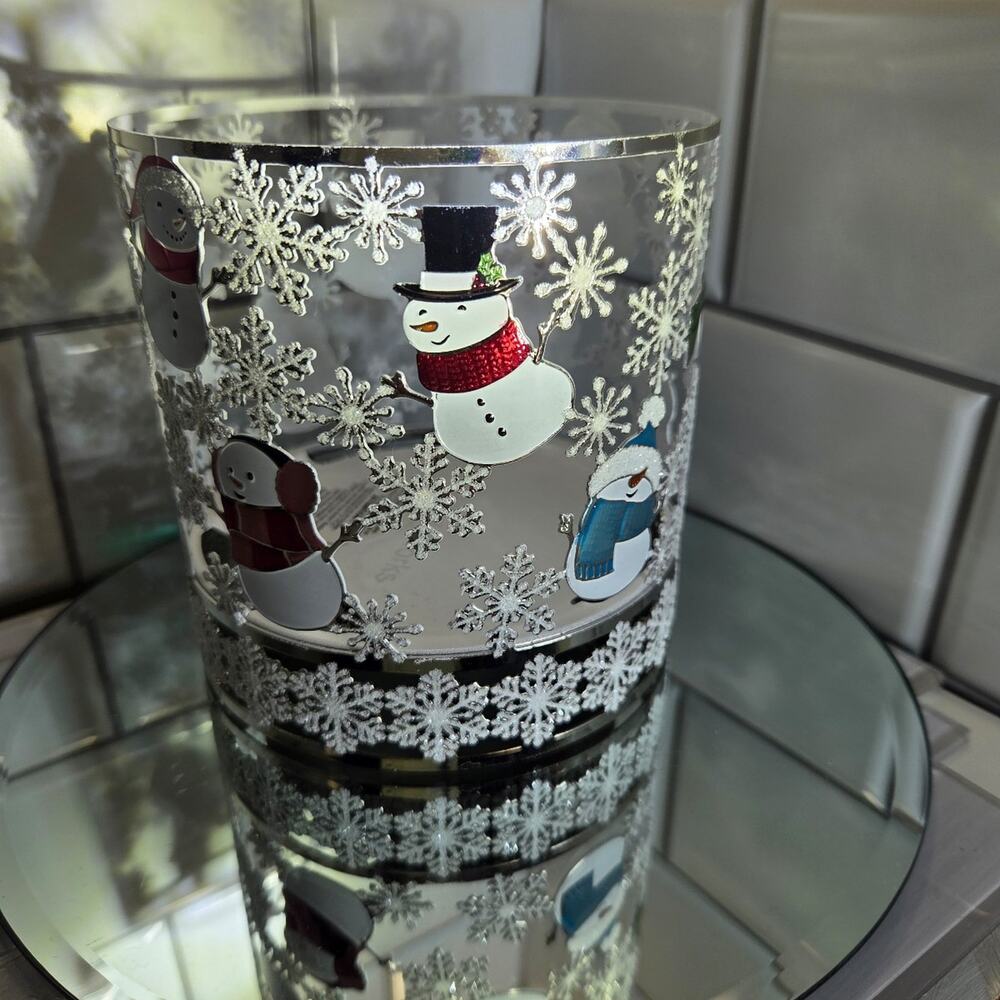 Bath & Body Works Christmas Snowman Snowflake 3-Wick Candle Holder